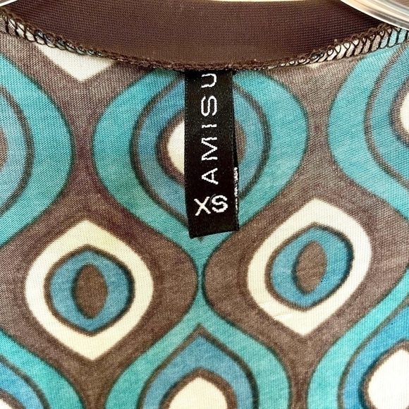 AMISU Gorgeous 3/4 Sleeve Trendy Abstract Pattern Spandex Tunic Dress - Picture 6 of 6